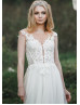 Cap Sleeves Beaded Ivory Lace Glitter Tulle Wedding Dress